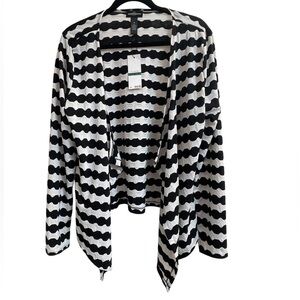 Karen Brooks NWT Open Front Black and White Striped Cardigan. Size Women Medium